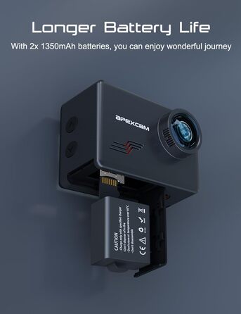 З картою 64G Action Cam 4K60FPS 48MP WLAN Спортивна камера Підводна камера 40 м Водонепроникна 170 Широкий кут 2.4G Пульт дистанційного керування 2x1350mAh Батареї з комплектом для кріплення, 80