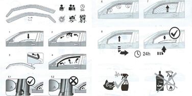 Набір з 4 дефлекторів вітру для Renault Clio V 2019 2020 2021 2022 Бічні двері Вікно Чохол від дощу Сонцезахисний козирок Акрилове скло PMMA