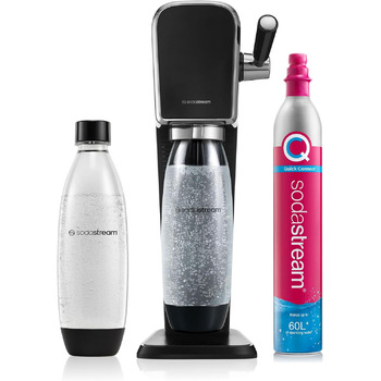 Тип содогенератора SodaStream з циліндром CO2 та пластиковою пляшкою, безпечною для посудомийної машини 1 л, висота 44 см, чорна, 44 см