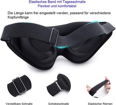 Маска для сну для чоловіків і жінок, Eysilk 2022 New Upgrade 3D Deep Sleep Mask Comfortable, маска для очей для тих, хто спить на боці, дихаюча 100 світлоблокуюча маска для сну для подорожей, йога (чорна)