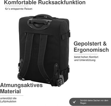 Рюкзак на колесах 3 в 1 - Валіза для ручної поклажі Kane Hybrid Backpack-Board багаж на колесах, 55 x 40 x 20 см - водовідштовхувальний перероблений ПЕТ, чорний Black Beach