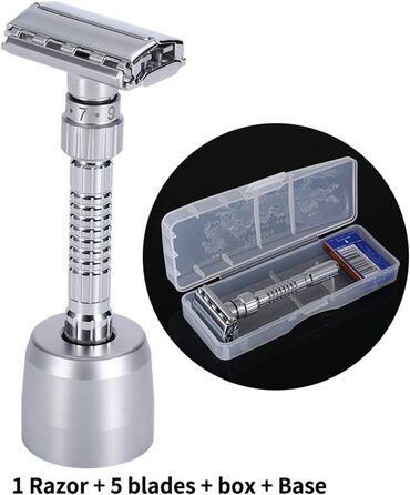 Ручна бритва Ashey Safety Razor, регульована класична безпечна бритва Sharp Wet Shaver з 2-сторонньою головкою леза для чоловіків Безпечна бритва