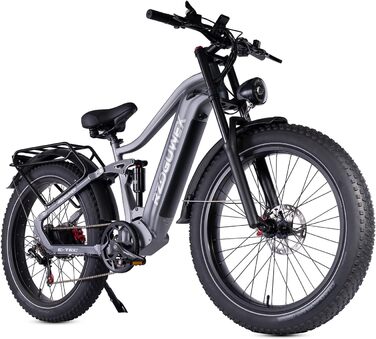 Електричний велосипед RZOGUWEX, 26-дюймовий позашляховий EBIKE для дорослих зі знімним літій-іонним акумулятором 48 В 25 Ач, 7 передачами з подвійними амортизаторами та подвійним гідравлічним дисковим гальмом (чорний)