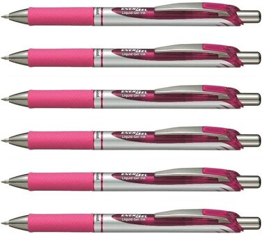 Ручка Pentel Gel Rollerball EnerGel з притискним механізмом, 6 шт. , 0,7мм (рожева, упаковка 6 шт. )