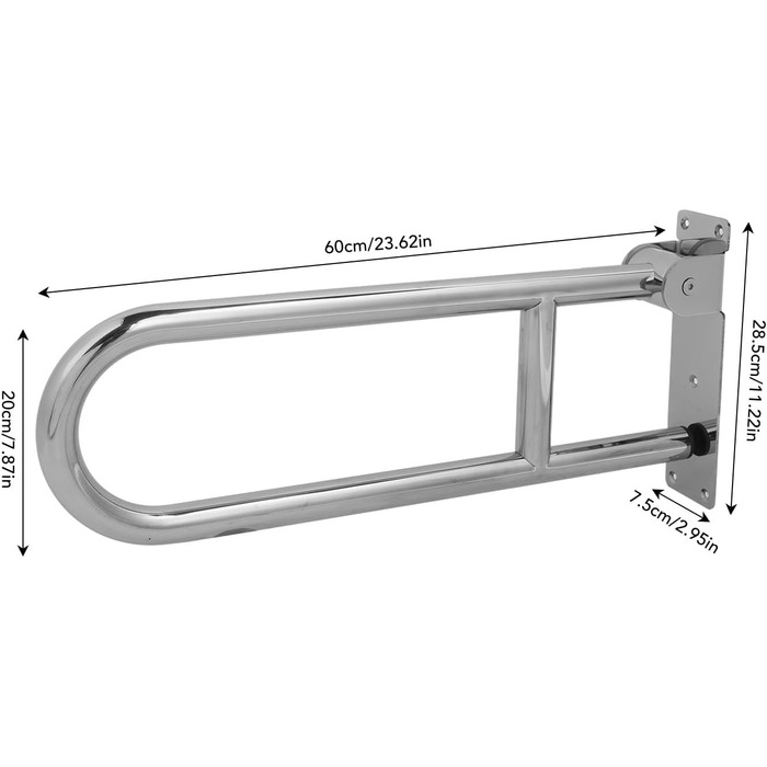 Складаний поручень для ванної кімнати, настінні поручні для туалету з нержавіючої сталі, поворот на 90 градусів по вертикалі, ергономічні поручні для людей похилого віку та людей з обмеженими можливостями