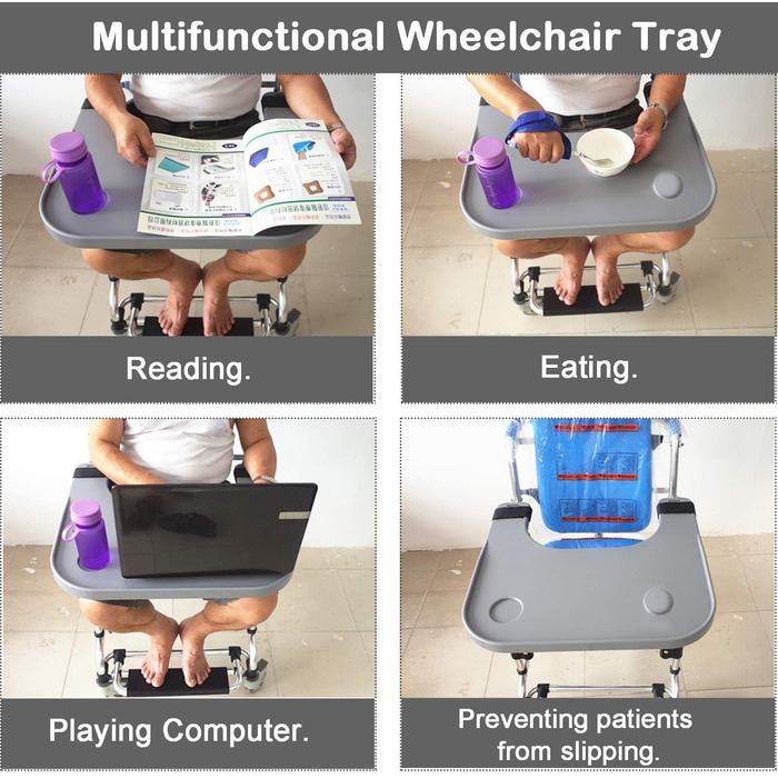 Столик для інвалідного візка SLZHEE з тримачем чашки - Універсальний аксесуар для столу для інвалідного візка для їжі, читання та відпочинку - Колінний лоток для інвалідного візка