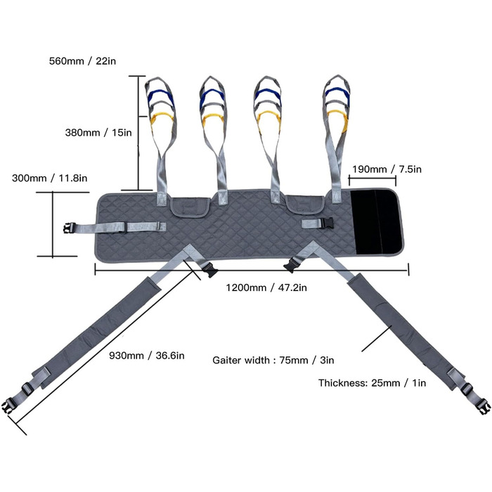 Слінг для ходьби, допоміжний засіб для ходьби, регульовані вантажні ваги 507 фунтів, медичний підйомний слінг для пацієнта для домашнього використання для людей похилого віку та інвалідів