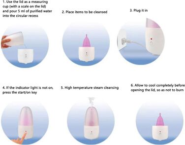 Відпарювач для менструальних чаш, машина для очищення менструальних чаш, висока температура 110-240 В, затримка старіння, універсальний для гігієнічного догляду (штепсельна вилка ЄС) ука (упаковка 1)