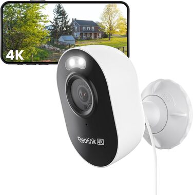 Зовнішня камера спостереження Reolink 4K Wi-Fi 6 із дводіапазонним Wi-Fi 2,4/5 ГГц, повнокольоровим нічним баченням, зовнішньою камерою Wi-Fi, що підключається, із цілодобовим записом, інтелектуальним виявленням, сиреною, захистом від погодних умов, Lumus