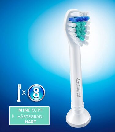 Міні-жорсткі насадки demirdental підходять для змінних щіток Philips Sonicare, жорстких компактних насадок для щітки, короткі головки, білий, HX7048, 8 шт.