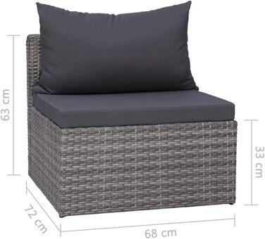 Садовий диван Festnight Poly Rattan Набір садових диванів з подушками Садові меблі Poly Rattan Grey Матеріал оббивки 100 поліестер