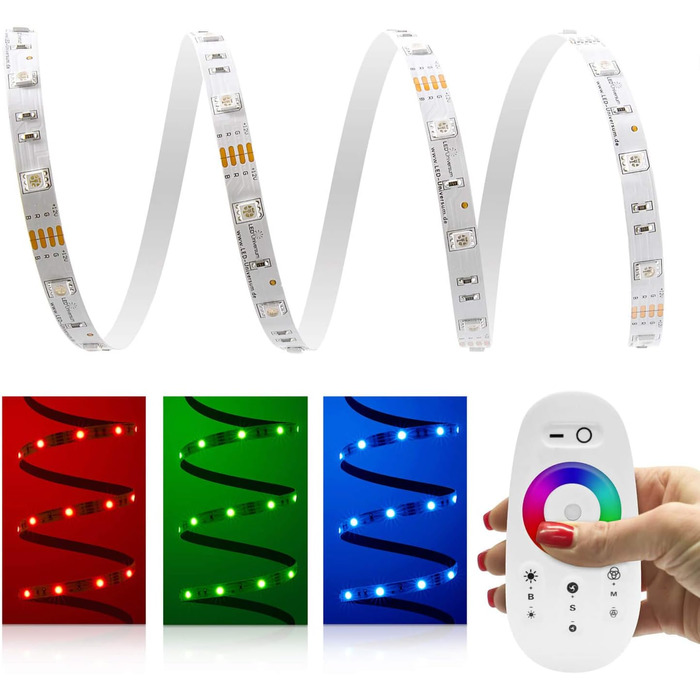 Класична світлодіодна стрічка 12 В IP20 RGB 30 LED/m 5050 2.4 ГГц бездротовий комплект і блок живлення 14 м