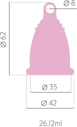 Менструальна чаша, що миється, з медичного силікону, з контейнером для очищення та бавовняним мішечком для зберігання, рожева, розмір M (26 мл)