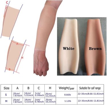 Силіконові рукави для фальшивих рук, рукави для фальшивих татуювань, для ортезів, шрамів, татуювань, родимок, прикриття тонких, худих рук, кросдресер, косплей, ука Коричневий M