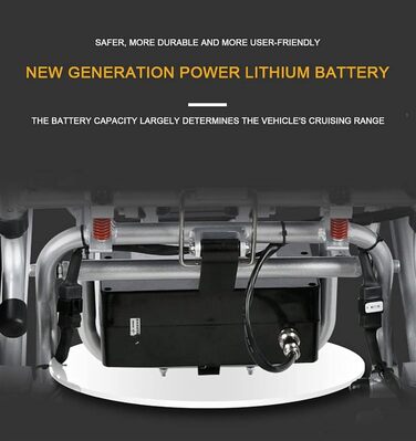 Електричне інвалідне крісло, розбірне легке інвалідне крісло, портативне електричне крісло колісне, рама з алюмінієвого сплаву, літієва батарея великої ємності для