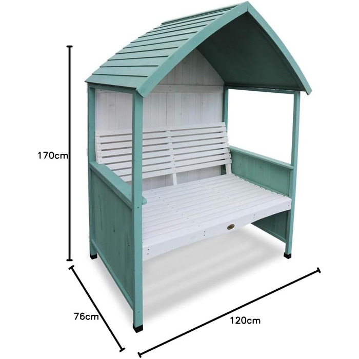 Романтична лавка для перголи, м'ятно-зелена/біла, 120 x 76 x 170 см