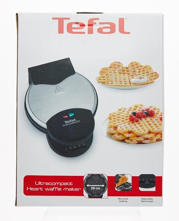 Вафельниця Tefal Heart WM310D Вафельниця для вафель у формі серця Плавний контроль температури засмаги за бажанням Листи з антипригарним покриттям Контейнер для збору тіста Чорний 1000 Вт