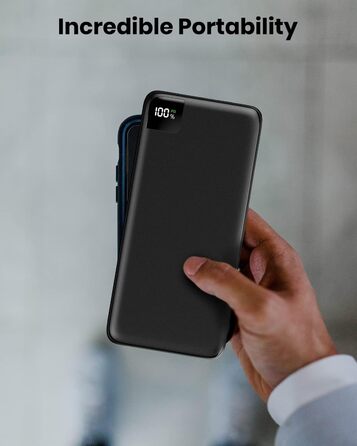 Зовнішній акумулятор Power Bank 27000mAh - Портативний зарядний пристрій Bilivein Powerbank 22.5W з швидкою зарядкою, PD USB C вхід і вихід зі світлодіодним дисплеєм для iPhone 14/13/12/11/Pro/Pro Max Series Tablet і т.д. Чорний