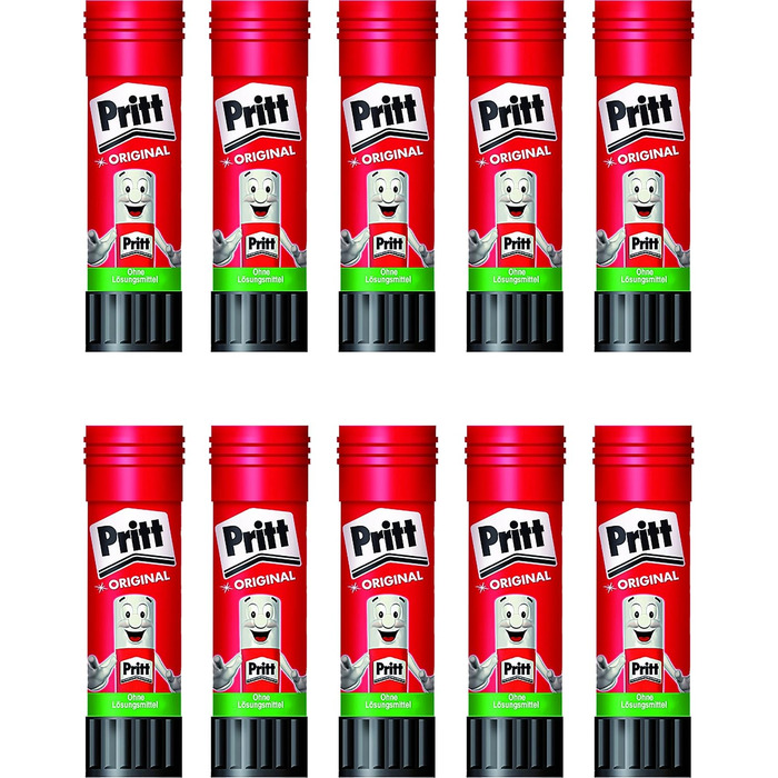 Клей-олівець Pritt 22 г, прозорий, що миється, знімний, без розчинників (10 шт. )