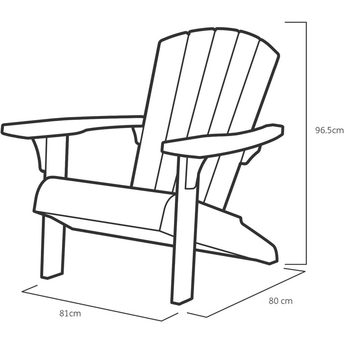 Стілець Keter 17208310a Allibert by Troy Adirondack, Вуличне пластикове садове крісло, захист від погодних умов, патіо та балкон, антрацит, 93 x 81 x 96.5 см Антарцит