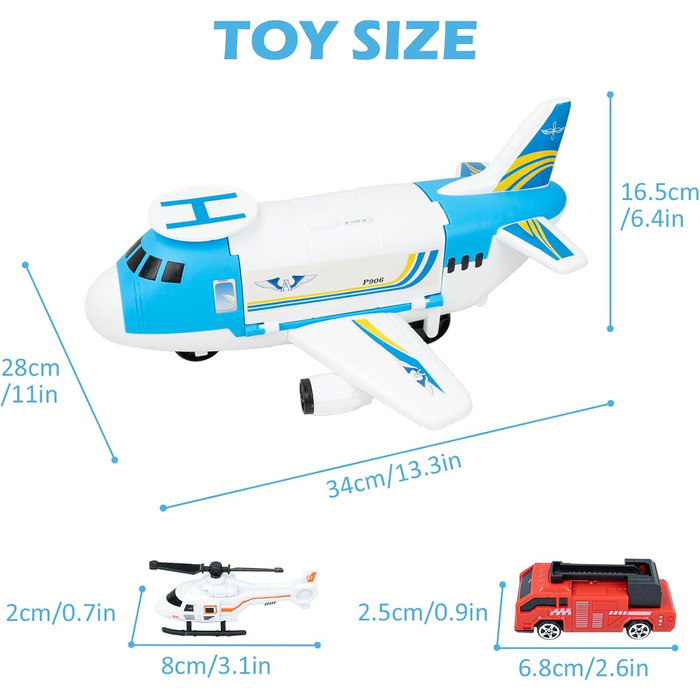 Літак ігровий набір, транспортний літак іграшка з машиною вертоліт і рампою, дитячі транспортні засоби навчальна іграшка іграшка автомобільний набір подарунок для дітей іграшки від 3 років
