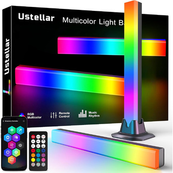 Світлова панель Ustellar RGB, світлодіодна панель Smart Music Sync RGB IC, світлодіодна лампа з живленням від USB, підсвічування телевізора, що змінює колір, керування за допомогою пульта дистанційного керування, 8 динамічних режимів для ігрового домашньо