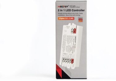 Світлодіодна стрічка LGIDTECH E2-ZR Miboxer Zigbee 2.4G 2-в-1 з проводкою без інструментів, використовується для одноколірних і двоколірних білих світлодіодних стрічок, постійного струму 12-24 В, управління зі смартфона через