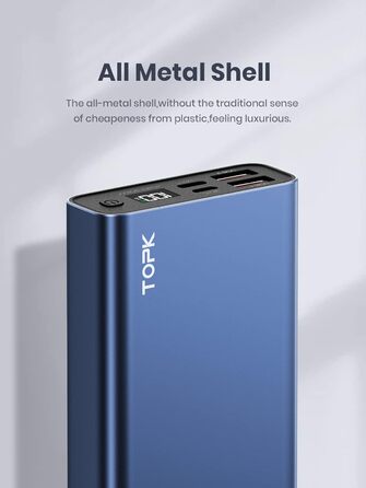 Швидка зарядка USB C Powerbank 20000mah LED Display Зовнішній акумулятор сумісний зі смартфоном, планшетами тощо. версія 2022 20 Вт синій, 20W PD QC3.0