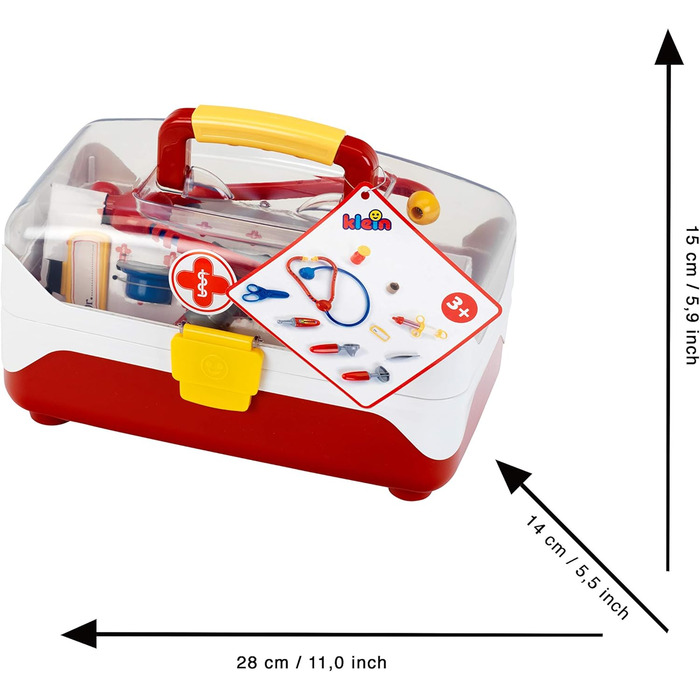 Валіза лікаря, велика I Міцна валіза з зручними для дитини інструментами I Вкл. стетоскоп, шприц, термометр та багато іншого I Іграшка для дітей віком від 3 років і старше, 4685