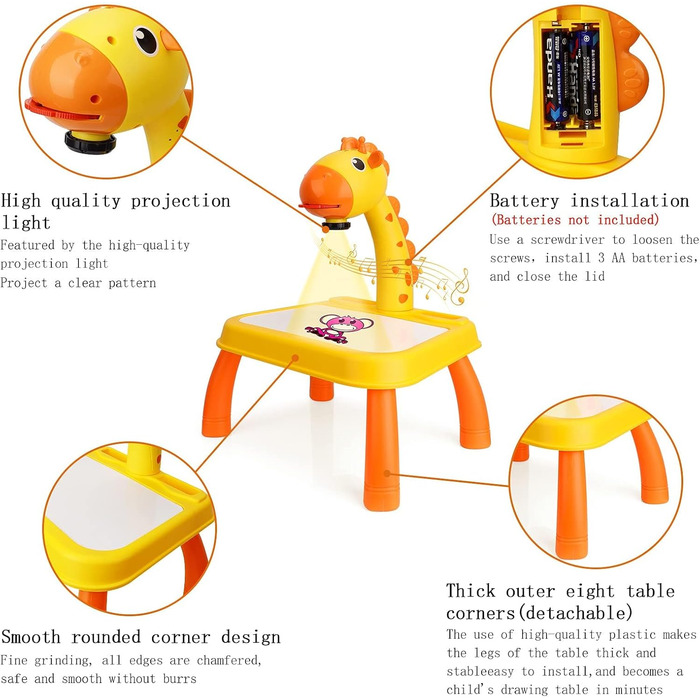 Проектор для малювання для дітей Дитячий проектор з кольоровими пензликами, проектор для малювання та малювання іграшка, дитяча дошка для малювання набір для малювання подарунків на день народження для дівчаток хлопчиків олень жовтий