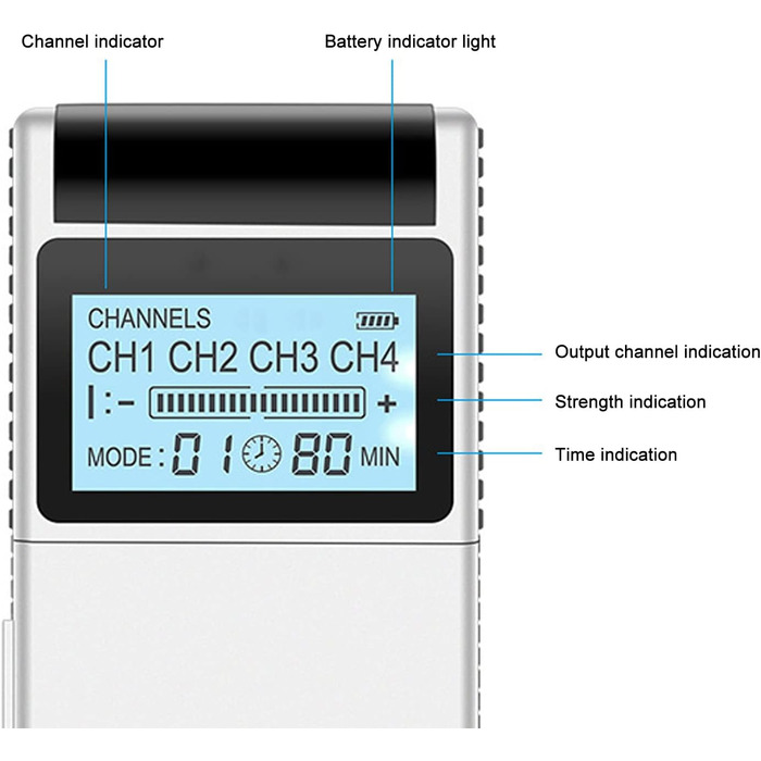 Пристрій для електростимуляції TENS EMS, пристрій для струму стимуляції 4 канали Тренувальний пристрій EMS Електричний масажер з електродними подушечками, для полегшення болю при артриті та нарощуванні м'язів 8 шт. El