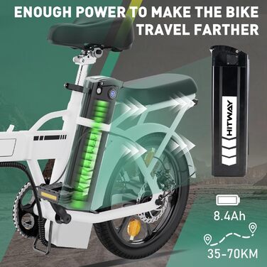 Електричний складний велосипед HITWAY e-bike 250W 8.4Ah 36V білий