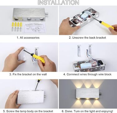 Настінний світильник Lightless Dimmable з перемикачем світлодіодний настінний світильник критий сучасний вгору і вниз з алюмінію сучасний коридор світильник настінне освітлення для вітальні спальні лампа, теплий білий теплий білий 6 Dimmable Led