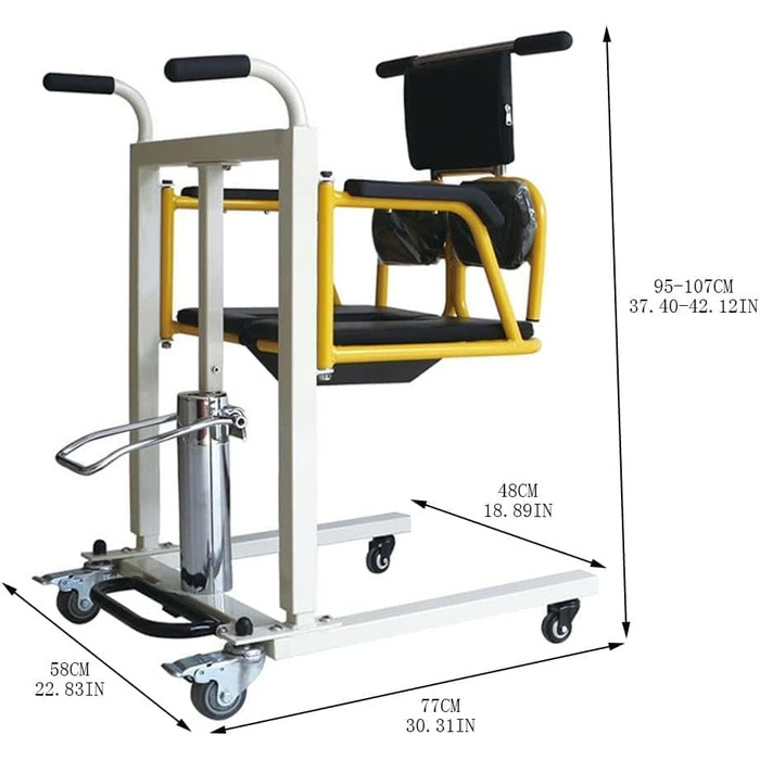 Перенесення інвалідного крісла, гідравлічний підйомник пацієнта для домашнього використання, перенесення крісла для душу з ліжка в туалет з розділеним сидінням і піддоном для ліжка на 180, домашній підйомник для дорослих, людей похилого віку