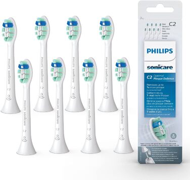 Насадки для щітки Philips Sonicare HX9024/10 проти зубного нальоту, оптимальний захист від зубного нальоту C2 з BrushSync (X8) 8 шт. (1 упаковка) Одинарна