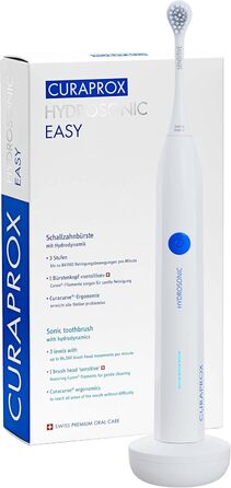 Електрична зубна щітка Curaprox Sonic Curaprox Hydrosonic easy, 3 рівні чищення, 2-хвилинний таймер, чутлива насадка для щітки, потужна батарея, із зарядним пристроєм та дорожнім кейсом