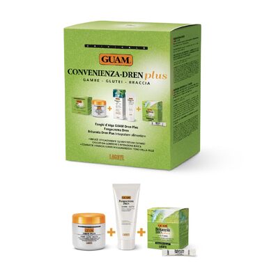 Грязі з морськими водоростями Guam Dren Plus Convenience Set, Обробка морськими водоростями Грязі Guam Dren Plus 500 гр Грязьовий крем Dren 200 мл 30 пакетиків Харчова добавка Britannia Dren Plus, виробництво Італія