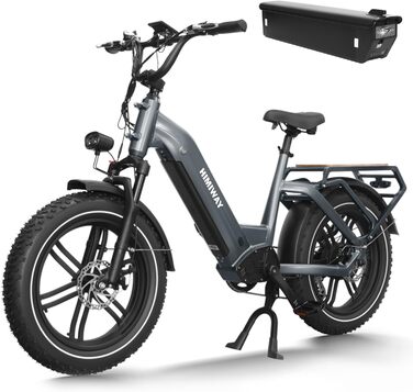 Електричний вантажний велосипед Himiway Big Dog Ebike 48V 20AH/960WH з акумулятором Жирові шини 20'4 Електричний велосипед 250W 25Km/h 86Nm для поїздок на роботу та підйому на пагорби до 128KM з гідравлічними дисковими гальмами Big Dog AKKU