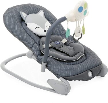 Повітряна куля Chicco Infant & Baby Bouncer 0 місяців - 18 кг, функція гойдалки та крісла, регульована спинка, компактне закриття, вібрація, інтерактивна електронна іграшка, світло та звук Foxy