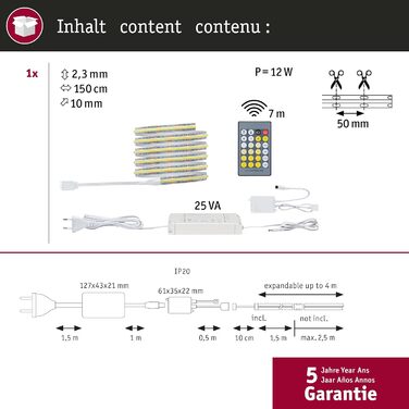 Набір основ світлодіодної стрічки 230V 1500мм теплий білий, 500 71110