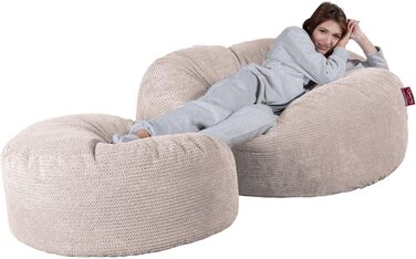 Лаунж Мопс, 'Мега-Мамонт Диван-мішок Beanbag XXL, Диван-ліжко, Помпон кремовий