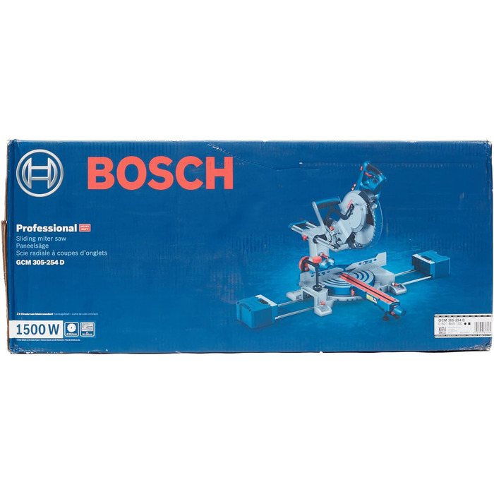 Професійна торцювальна пила Bosch GCM 305-254 D (прорізи до 90 x 305 мм, у комплекті 1 пиляльне полотно, 2 тримачі для заготовки, мішок для пилу, струбцина)