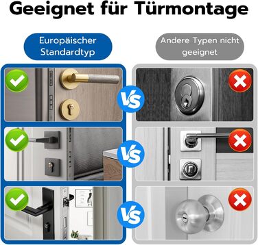 Дверний замок з відбитком пальця, Smart Lock Fingerprint відкривання дверей із замковим циліндром 80 мм (40/40), дверний замок електронний замок з відбитком пальця Bluetooth APP 2 ключі