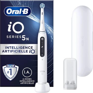 Електрична зубна щітка Oral-B iO 5N, біла, з Bluetooth, 1 щітка, 1 дорожній футляр