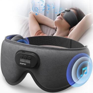 Маска для сну з Bluetooth V5.2, RENPHO Ultra Soft Sleep Headphones 3D Blackout Wireless Sleep Mask for side Sleepers, Comfort Night Eye Mask, White Noise Eye Mask