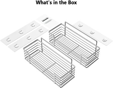 Поличка для душу Oriware без свердління з нержавіючої сталі SUS304, поличка для ванної кімнати, самоклеюча поличка для кошика для душу, тримач для шампуню для душу - 2 шт. з нержавіючої сталі 2 пакети