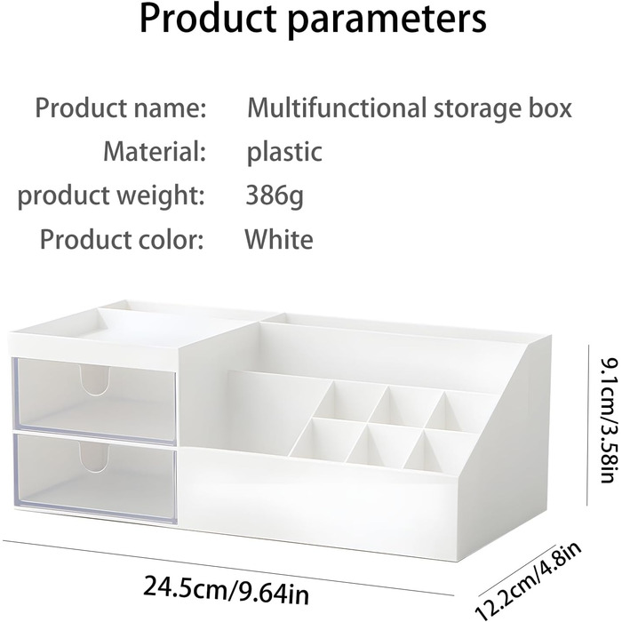 Шухляда для органайзера HOUSN, Органайзер для макіяжу, Органайзер для ванної кімнати - з 2 ящиками та 11 верхніми відділеннями, Велика місткість і багатофункціональний - для спальні, ванної кімнати та офісу