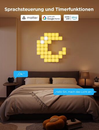 Міні-панелі Govee, світлодіодні настінні панелі, DIY Cube Light, Works with Matter, Alexa, Google Assistant, синхронізація з музикою, для ігрової кімнати, спальні, вітальні, 20 шт.