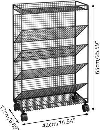 Лоток для документів Whemyreat, Візок з 5 рівнями, Настільний органайзер для файлів на колесах, що блокуються, Органайзер для лотка для листів для паперу, Net Desk File Holder, Організація зберігання (чорний)