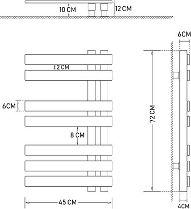 Рушникосушарка електрична, радіатор для ванної кімнати 450x720 мм електричний, матовий чорний рушникосушарка електрична, рушникосушарка зі світлодіодним дисплеєм з регулюванням часу і температури, енергозберігаюча - чорний правий